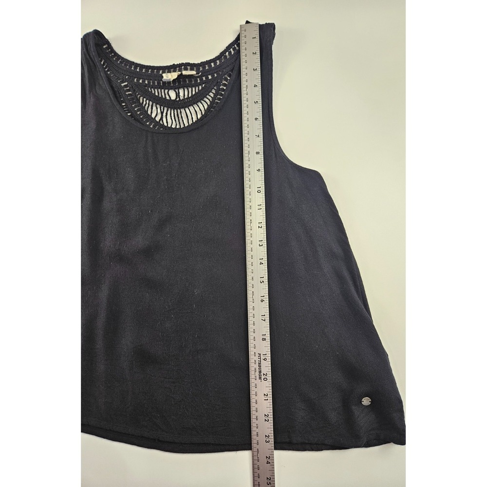 Roxy Black Sleeveless Tank Top Crochet Lace Back Boho Festival Women's Size L - Picture 3 of 7